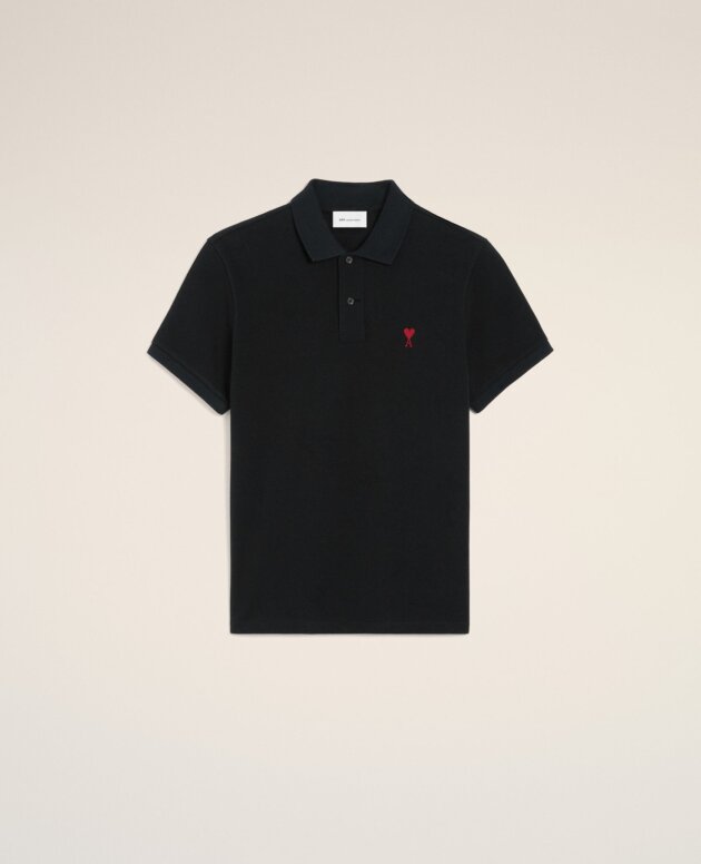 AMI PARIS POLO IN COTONE NERO