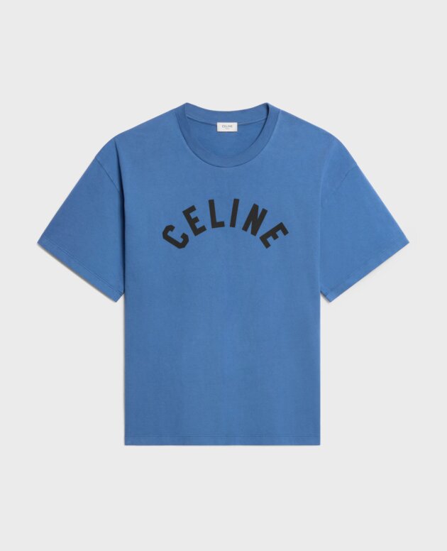 CELINE T-shirt in jersey di cotone BLU DENIM/NERO