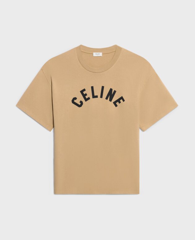 CELINE T-shirt in jersey di cotone BEIGE / NERO